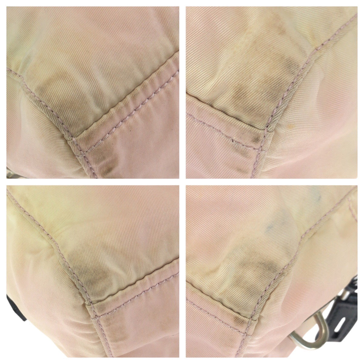24526
PRADA プラダ テスート 三角ロゴプレート ビジュー ピンク ブラック シルバー金具 ナイロン ハンドバッグ レディース B12