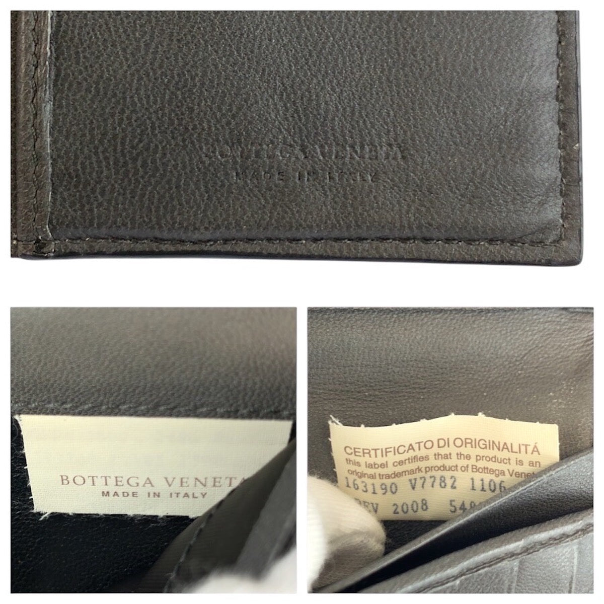 24529
BOTTEGAVENETA ボッテガヴェネタ イントレチャート グレー レザー V7782 長財布 札入れ メンズ ABP12
