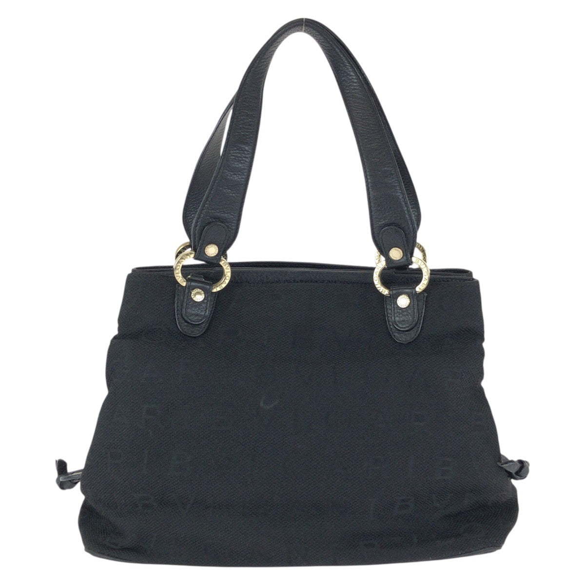 24532
BVLGARI ブルガリ ロゴマニア マキシレッタレ ブラック 黒 ゴールド金具 キャンバス / レザー トートバッグ ハンドバッグ レディース ABP26