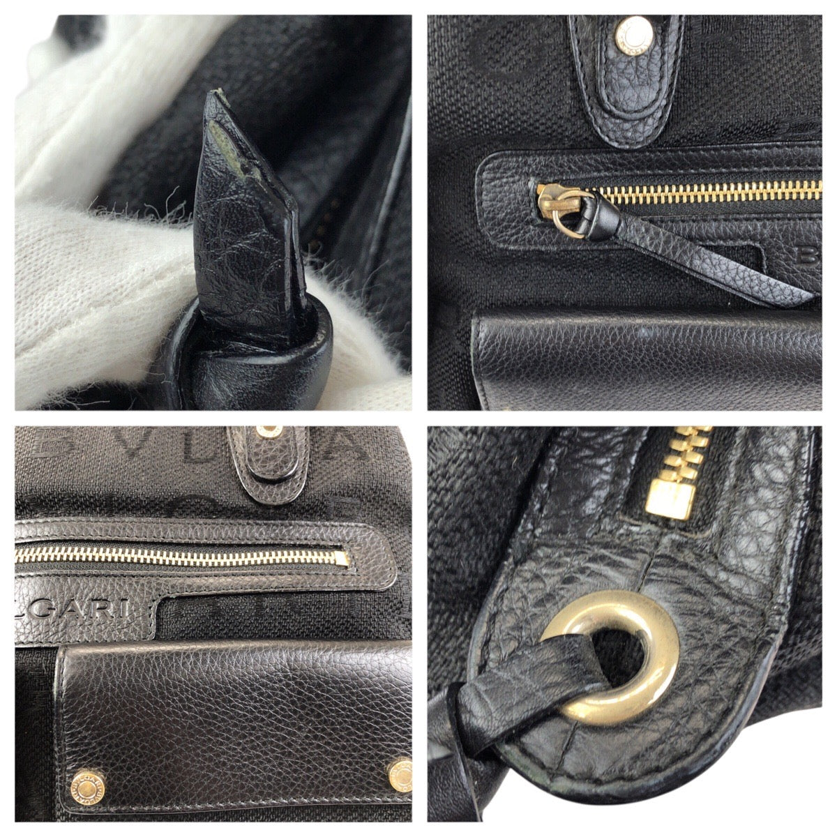 24532
BVLGARI ブルガリ ロゴマニア マキシレッタレ ブラック 黒 ゴールド金具 キャンバス / レザー トートバッグ ハンドバッグ レディース ABP26