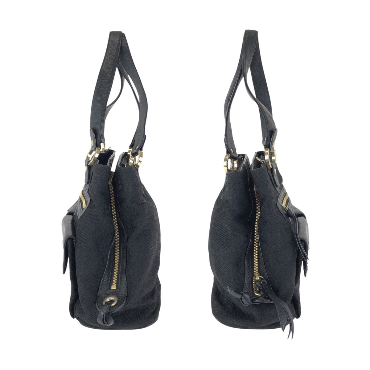 24532
BVLGARI ブルガリ ロゴマニア マキシレッタレ ブラック 黒 ゴールド金具 キャンバス / レザー トートバッグ ハンドバッグ レディース ABP26