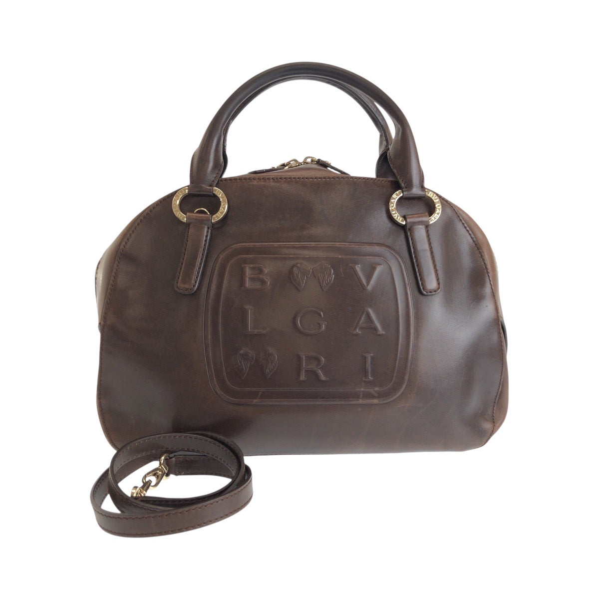 24533
BVLGARI ブルガリ レオーニ ブラウン シルバー金具 レザー PFEGEL ハンドバッグ ショルダーバッグ 2WAY レディース AB20
