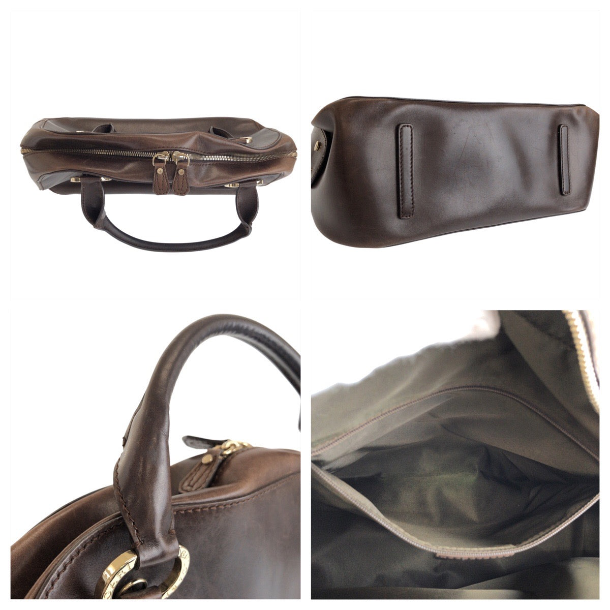 24533
BVLGARI ブルガリ レオーニ ブラウン シルバー金具 レザー PFEGEL ハンドバッグ ショルダーバッグ 2WAY レディース AB20