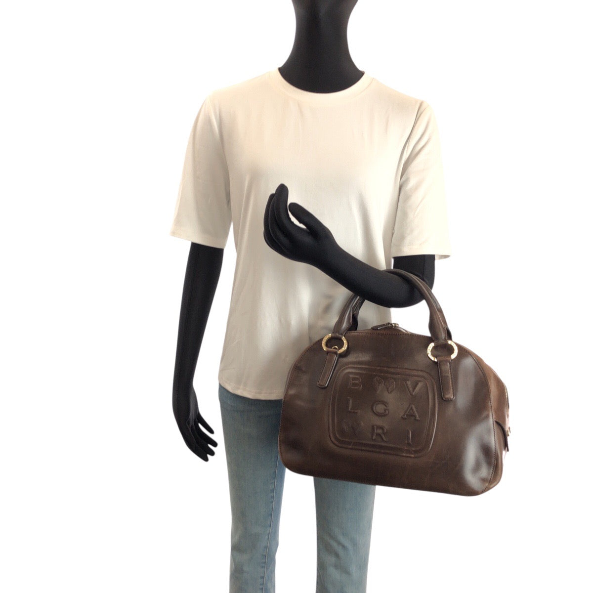 24533
BVLGARI ブルガリ レオーニ ブラウン シルバー金具 レザー PFEGEL ハンドバッグ ショルダーバッグ 2WAY レディース AB20