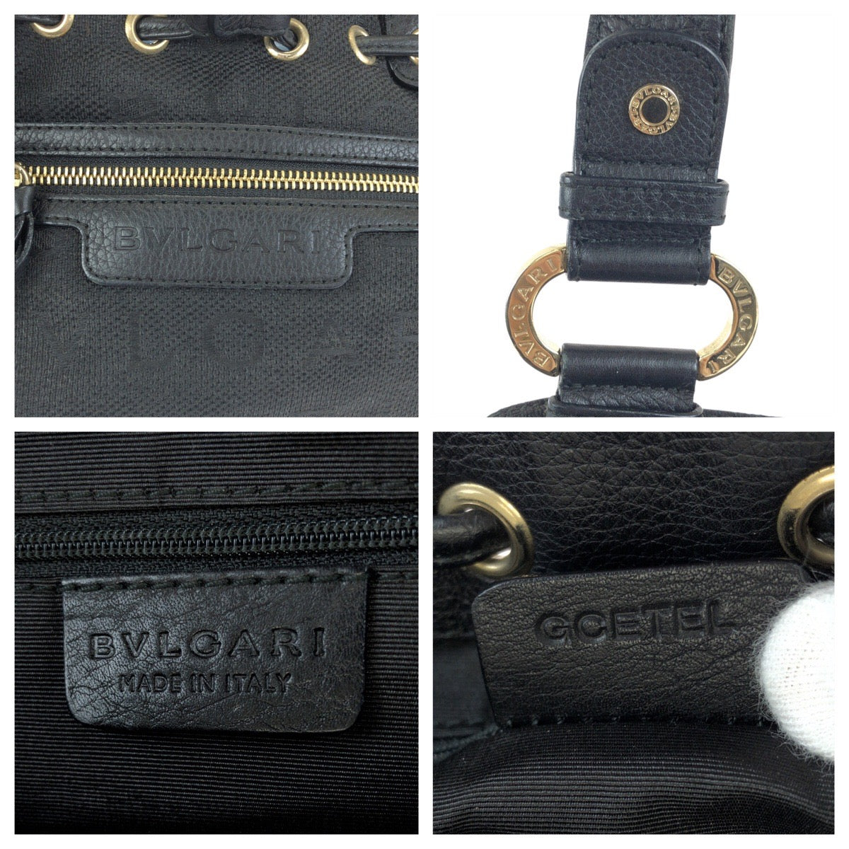 24534
BVLGARI ブルガリ ロゴマニア ブラック 黒 ゴールド金具 キャンバス / レザー ハンドバッグ レディース AB20