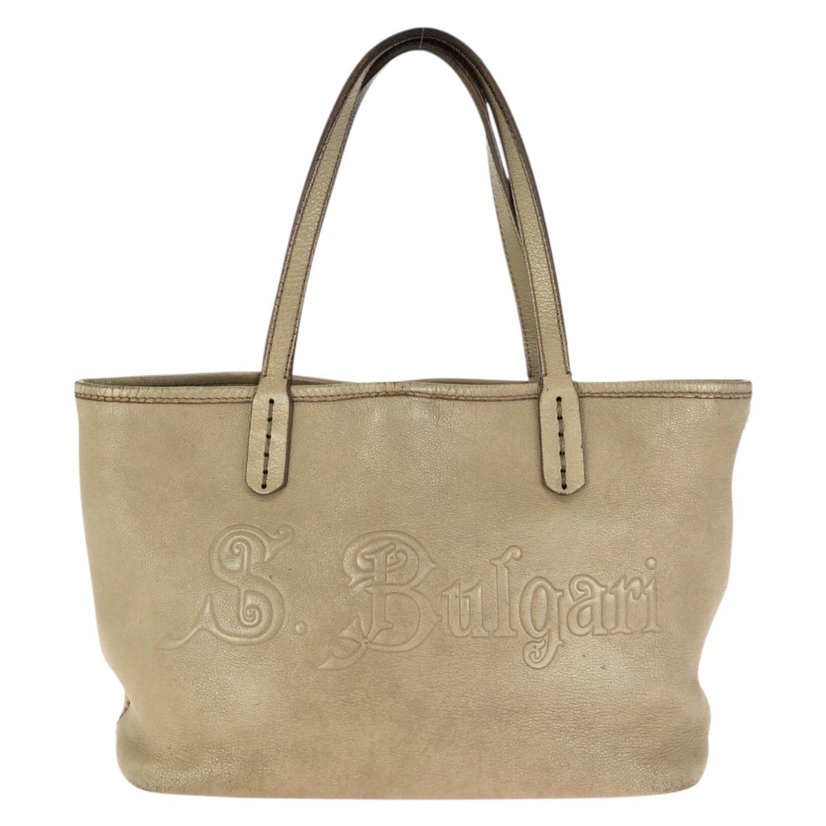 24537
BVLGARI ブルガリ コレツィオーネ ベージュ ゴールド金具 レザー 33264 トートバッグ ハンドバッグ レディース B12