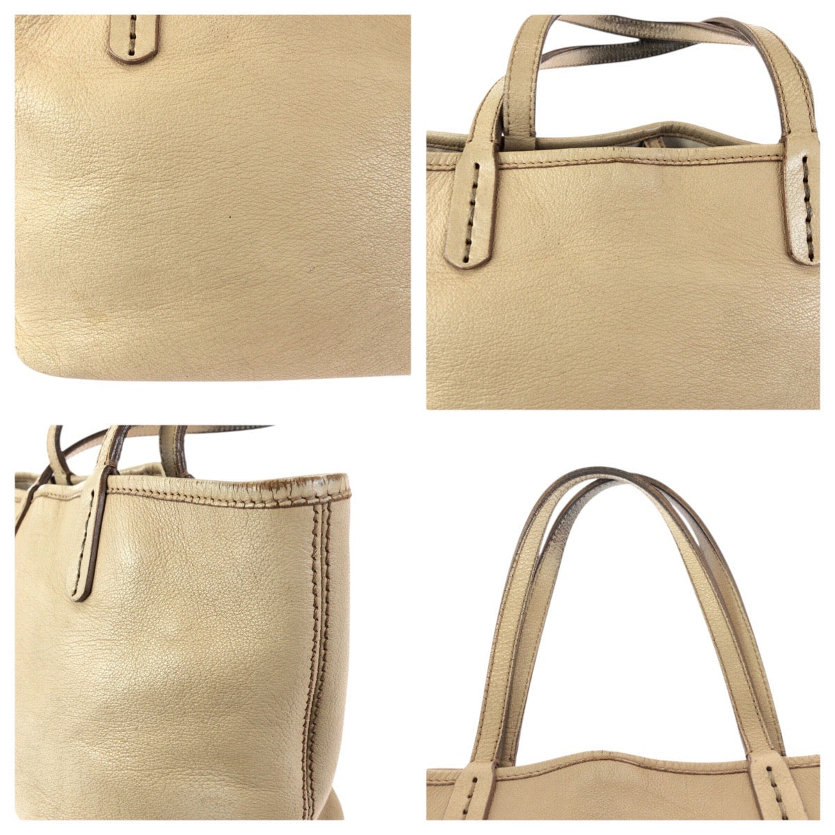 24537
BVLGARI ブルガリ コレツィオーネ ベージュ ゴールド金具 レザー 33264 トートバッグ ハンドバッグ レディース B12