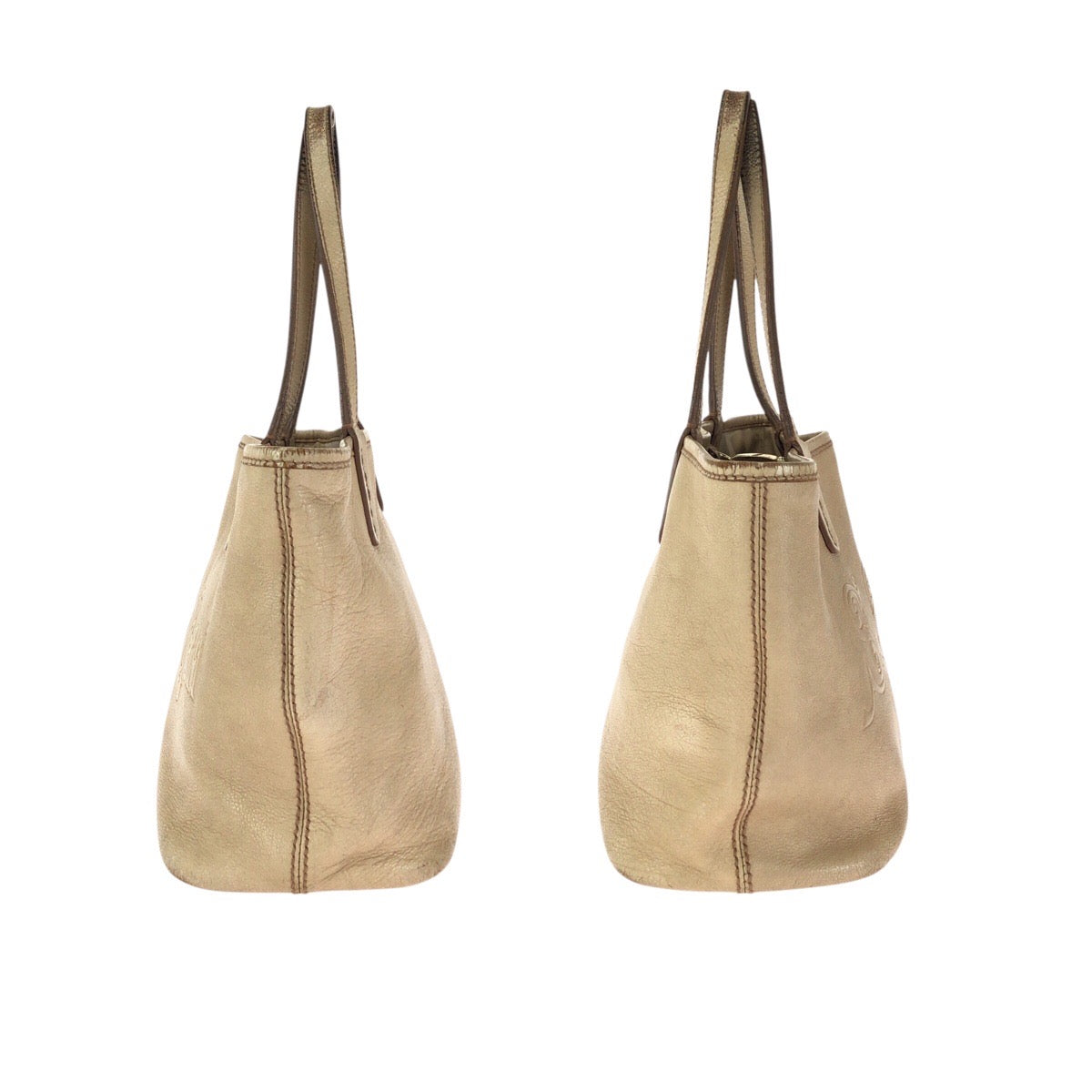 24537
BVLGARI ブルガリ コレツィオーネ ベージュ ゴールド金具 レザー 33264 トートバッグ ハンドバッグ レディース B12