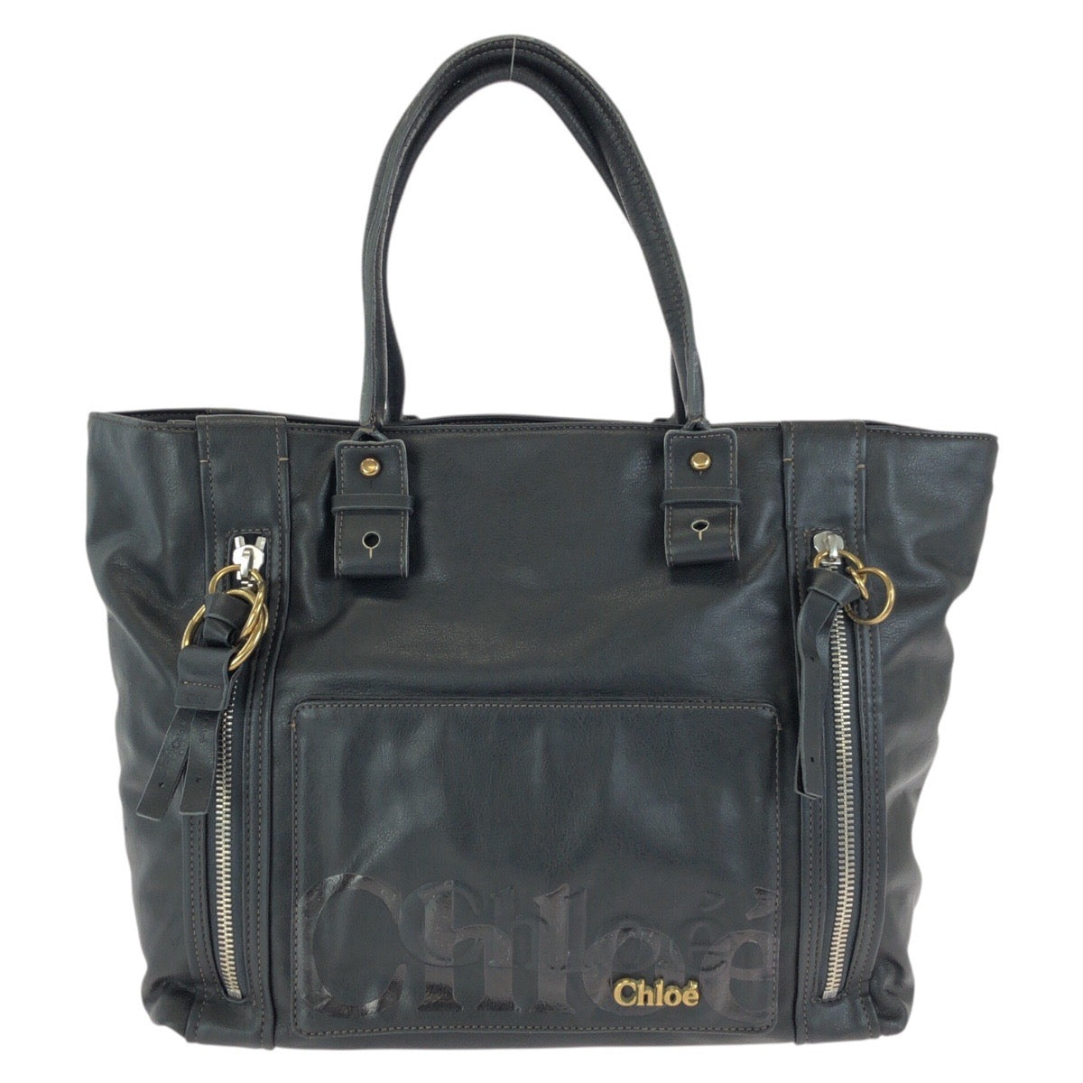 24541
Chloe クロエ エクリプス ブラック 黒 ゴールド金具 レザー 01-09-51-5859 トートバッグ レディース AB20