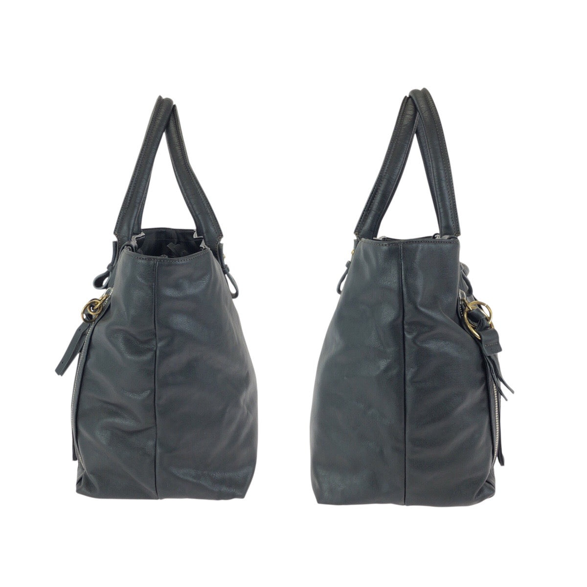 24541
Chloe クロエ エクリプス ブラック 黒 ゴールド金具 レザー 01-09-51-5859 トートバッグ レディース AB20