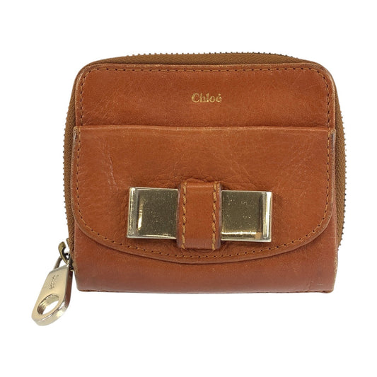 24542
Chloe クロエ リリィ ブラウン ゴールド金具 レザー 折財布 コンパクトウォレット レディース AB7