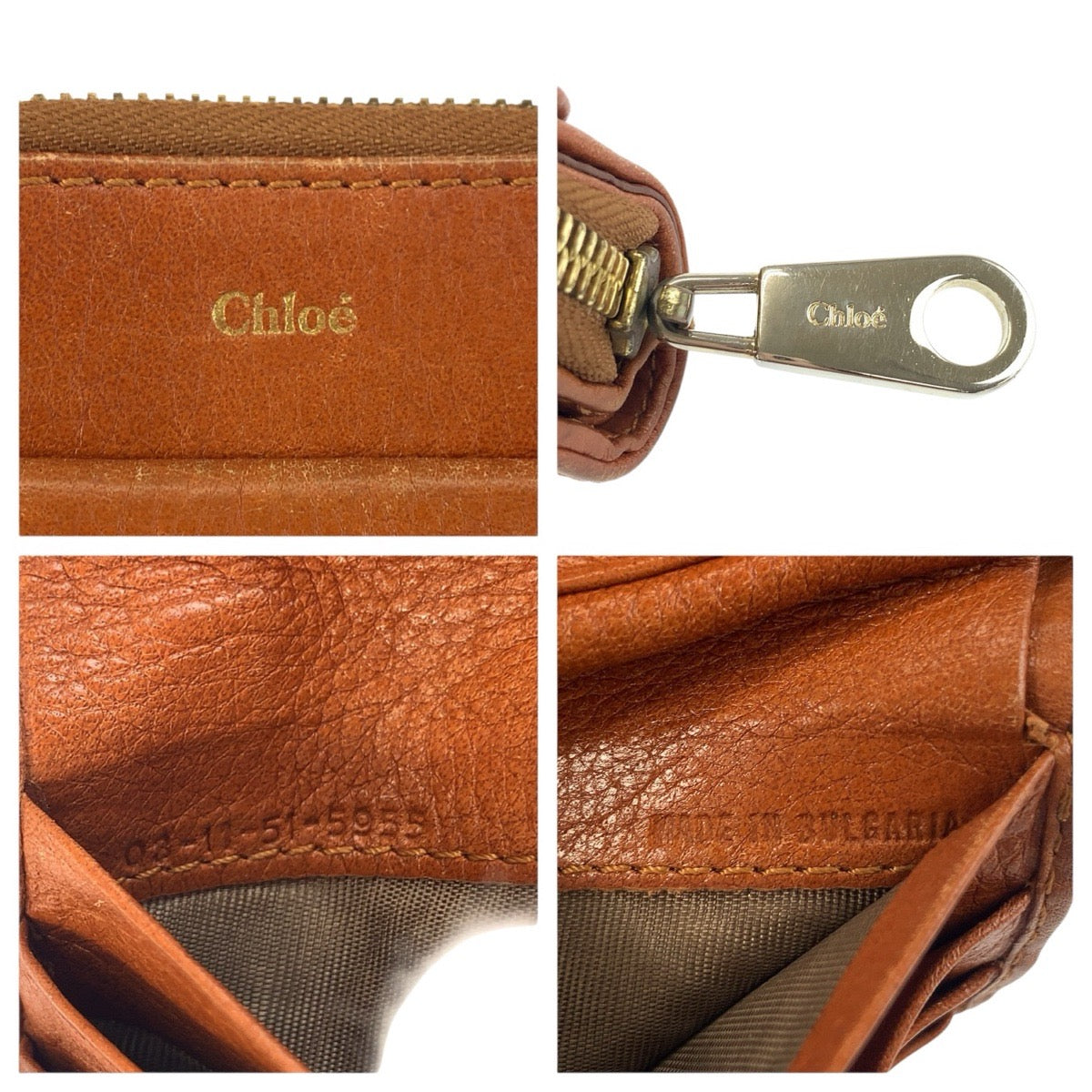 24542
Chloe クロエ リリィ ブラウン ゴールド金具 レザー 折財布 コンパクトウォレット レディース AB7