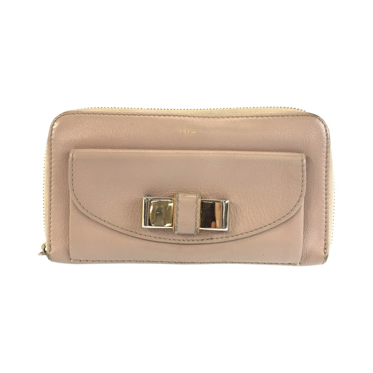 24543
Chloe クロエ リリィ リボン ベージュ ゴールド金具 レザー 長財布 ロングウォレット レディース AB7