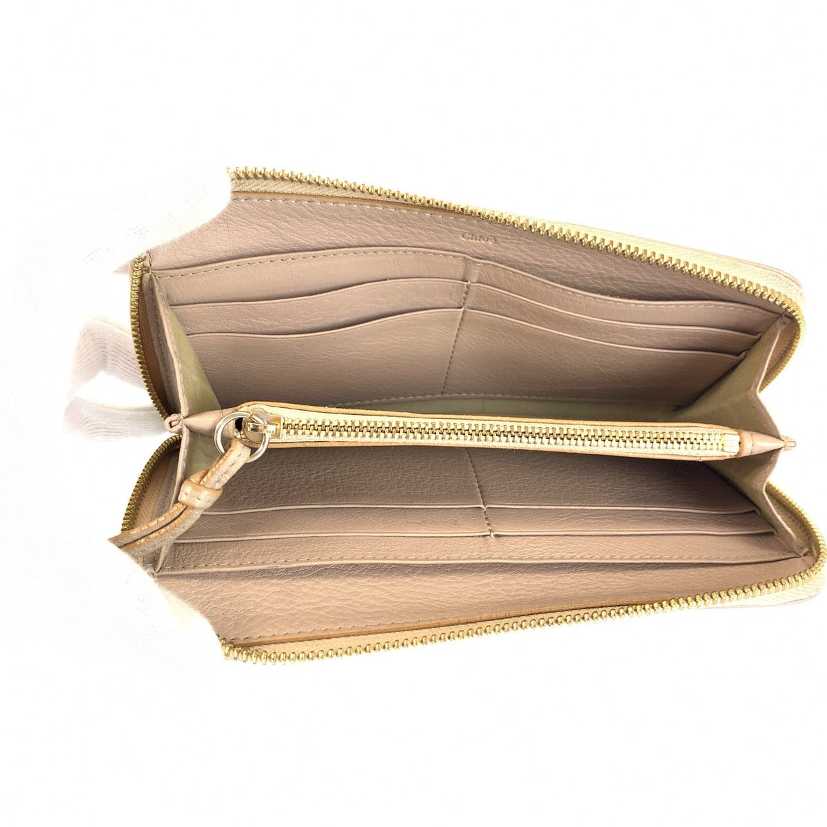 24543
Chloe クロエ リリィ リボン ベージュ ゴールド金具 レザー 長財布 ロングウォレット レディース AB7