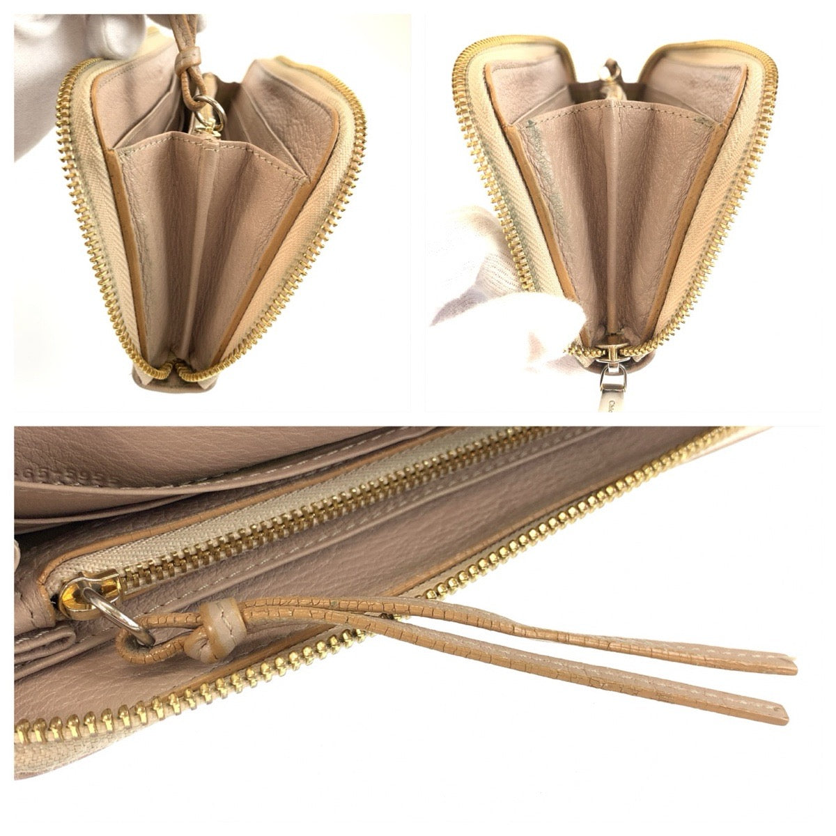 24543
Chloe クロエ リリィ リボン ベージュ ゴールド金具 レザー 長財布 ロングウォレット レディース AB7