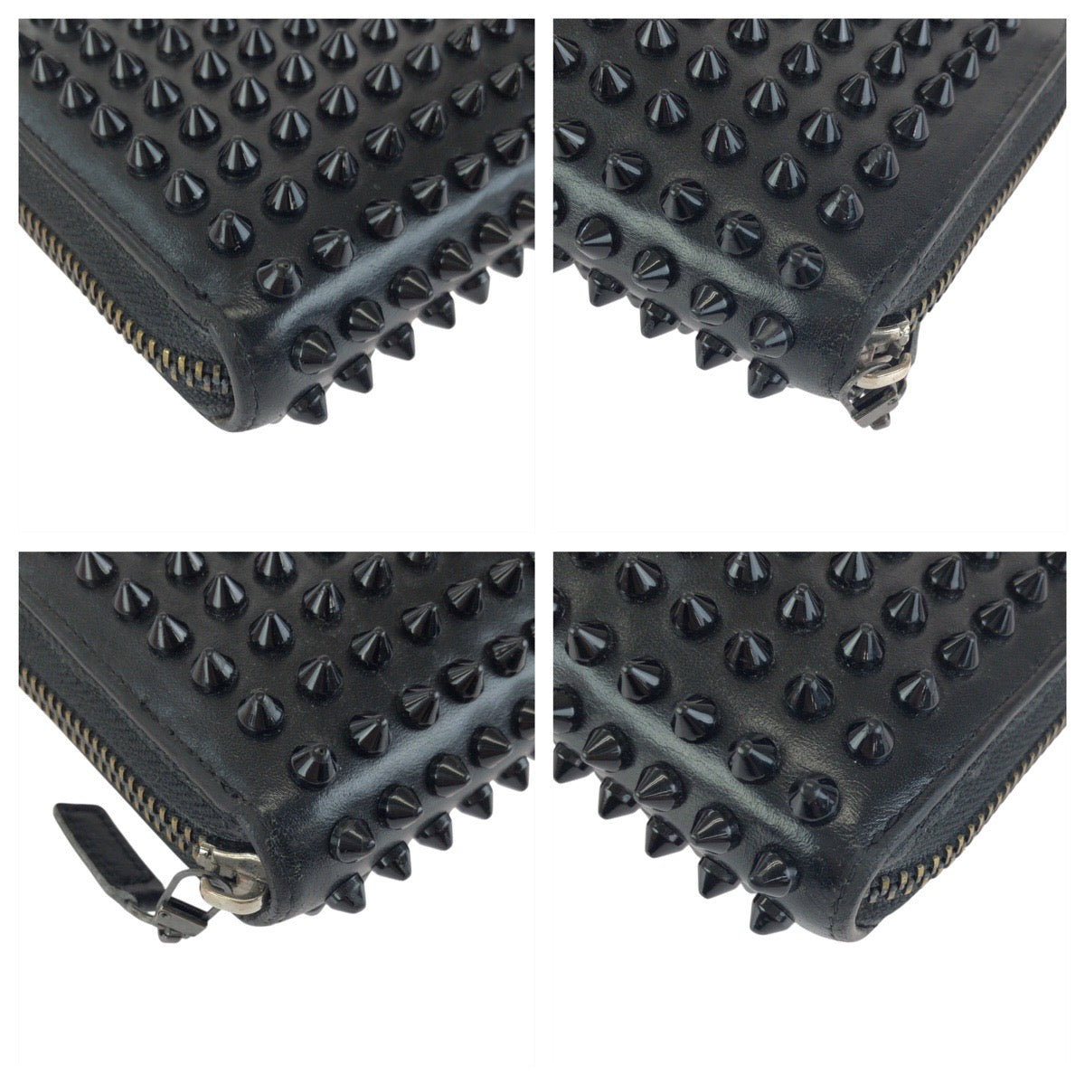 24544
Christian Louboutin クリスチャンルブタン パネトーネスパイク ブラック 黒 レッド ゴールド金具 レザー 長財布 ラウンドファスナー メンズ AB7