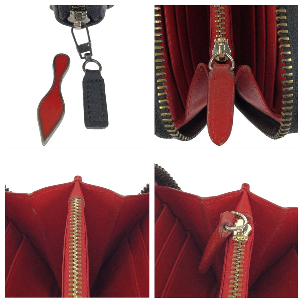 24544
Christian Louboutin クリスチャンルブタン パネトーネスパイク ブラック 黒 レッド ゴールド金具 レザー 長財布 ラウンドファスナー メンズ AB7