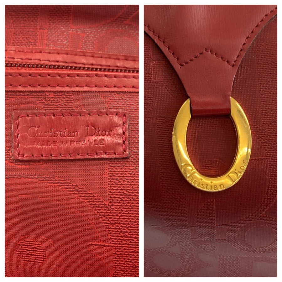 24546
Christian Dior クリスチャンディオール ヴィンテージ トロッター レッド ゴールド金具 PVC ボストンバッグ ショルダーバッグ 2way レディース AB46