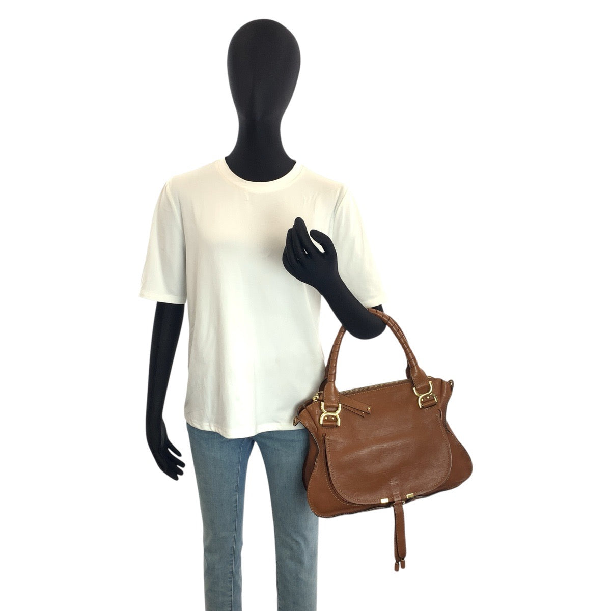 24550
Chloe クロエ マーシー ブラウン ゴールド金具 レザー ハンドバッグ レディース AB23