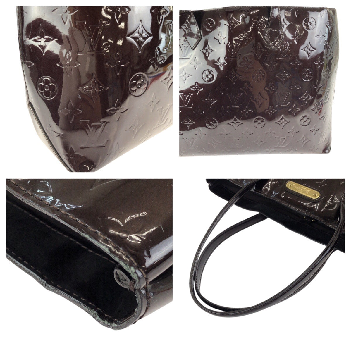 24551
LOUIS VUITTON ルイヴィトン モノグラム ヴェルニ ウィルシャーMM アマラント パープル ゴールド金具 パテントレザー M91645 トートバッグ レディース AB35