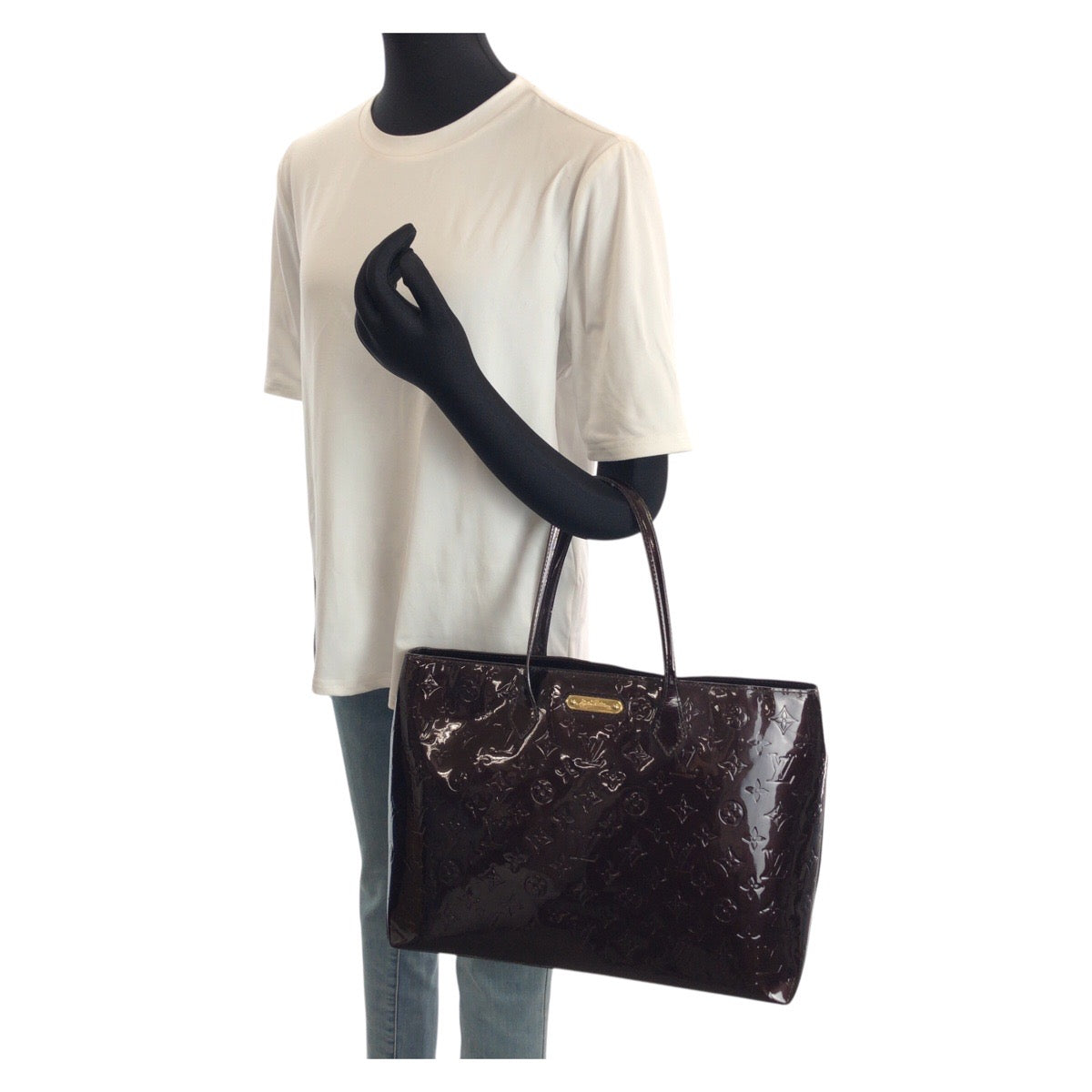 24551
LOUIS VUITTON ルイヴィトン モノグラム ヴェルニ ウィルシャーMM アマラント パープル ゴールド金具 パテントレザー M91645 トートバッグ レディース AB35
