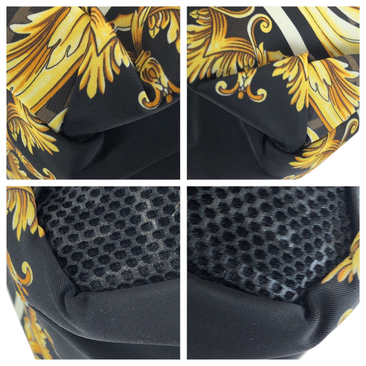 24454
FENDI フェンディ フェンダーチェ FENDI×VERSACE ブラック ブラウン イエロー ゴールド金具 ナイロン 7VZ066 リュックサック バックパック レディース SA180