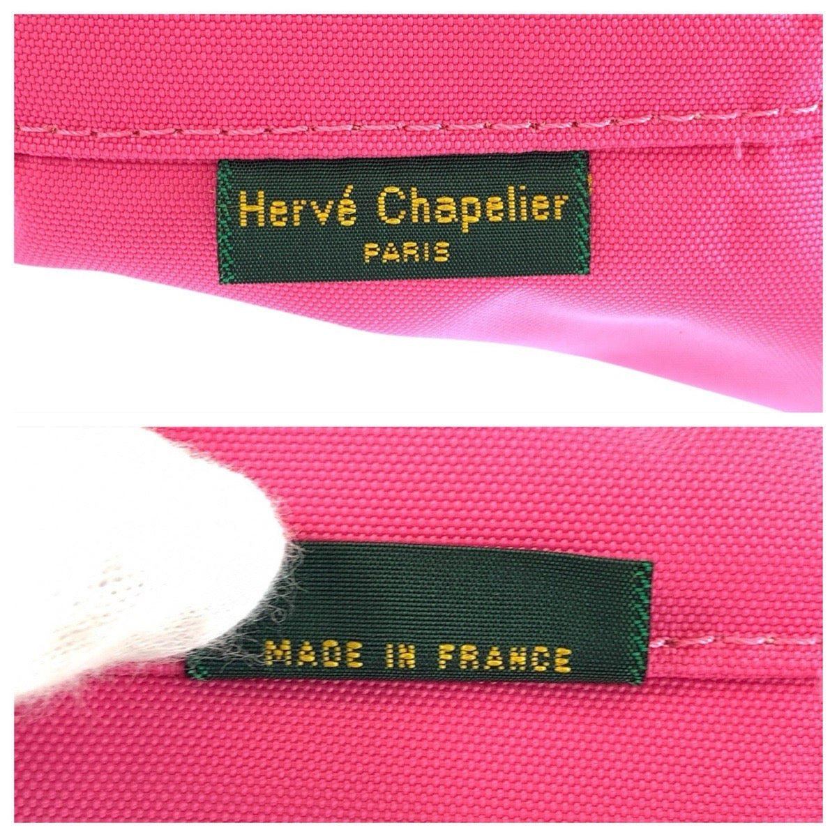 24555
Herve Chapelier エルベ シャプリエ ピンク ブラック ナイロン ショルダーバッグ ポシェット レディース A15