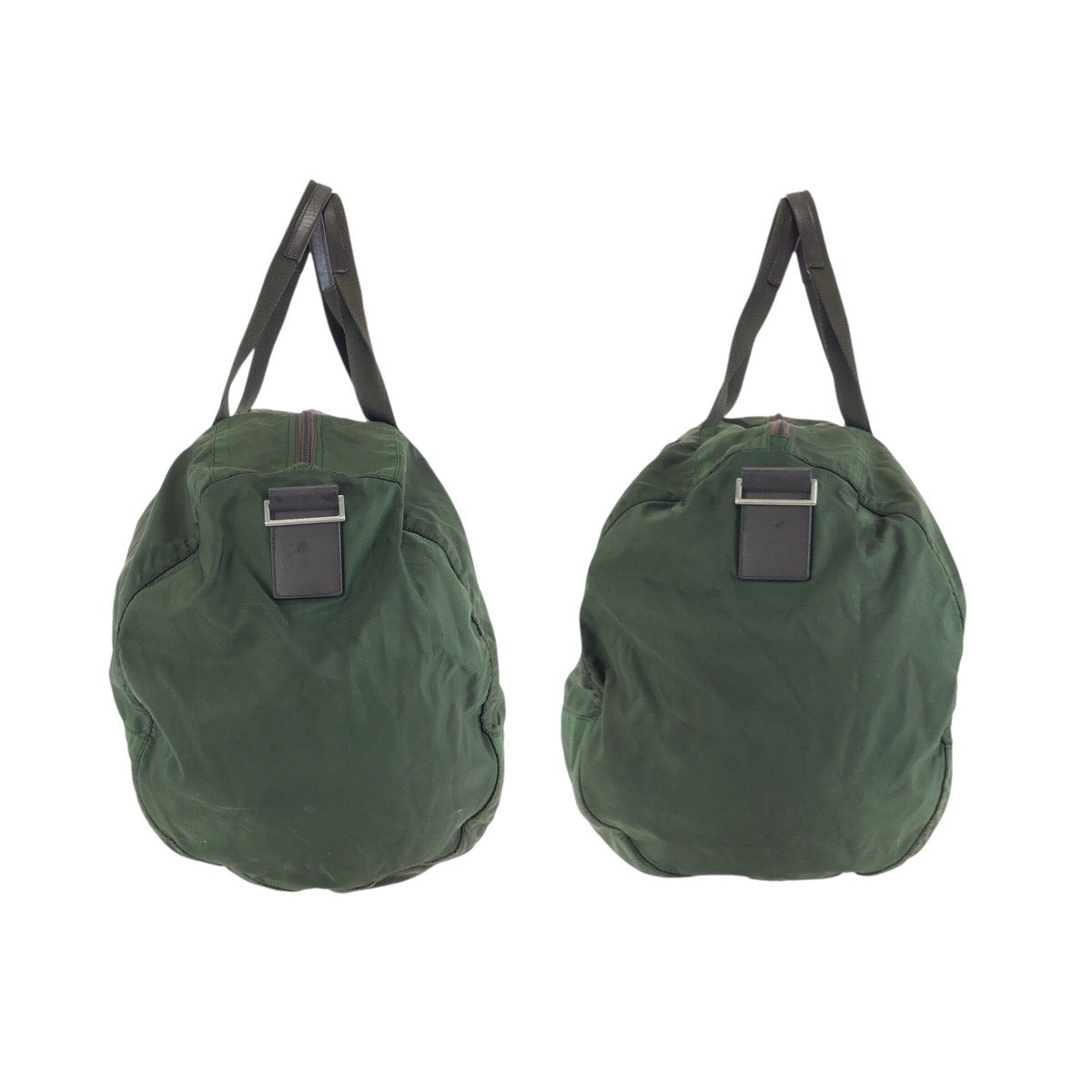 24556
PRADA プラダ テスート 三角ロゴプレート グリーン シルバー金具 ナイロン ボストンバッグ トラベルバッグ トートバッグ レディース B12