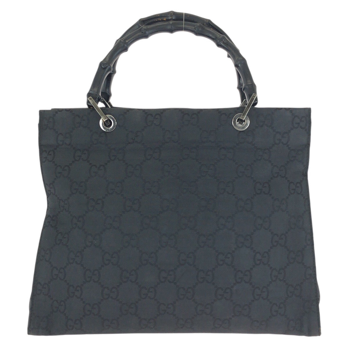 24559
GUCCI グッチ バンブー ブラック 黒 シルバー金具 ナイロン 002 1010 トートバッグ ハンドバッグ レディース B15