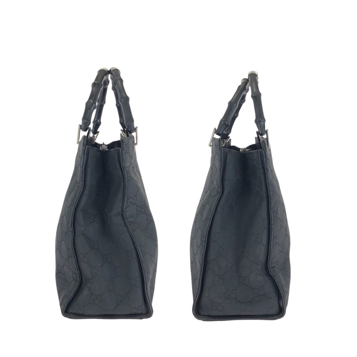 24559
GUCCI グッチ バンブー ブラック 黒 シルバー金具 ナイロン 002 1010 トートバッグ ハンドバッグ レディース B15