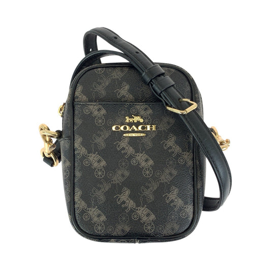 24562
COACH コーチ ホースアンドキャリッジ ブラック グレー ゴールド金具 PVC / レザー A2039-91108 ショルダーバッグ ポシェット レディース ABP12