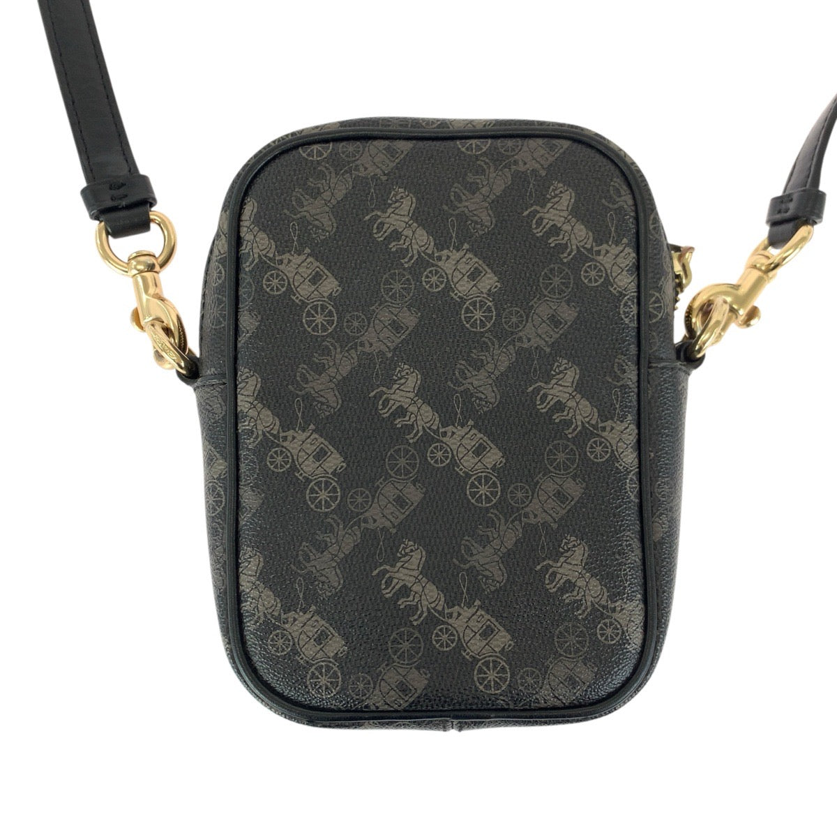 24562
COACH コーチ ホースアンドキャリッジ ブラック グレー ゴールド金具 PVC / レザー A2039-91108 ショルダーバッグ ポシェット レディース ABP12