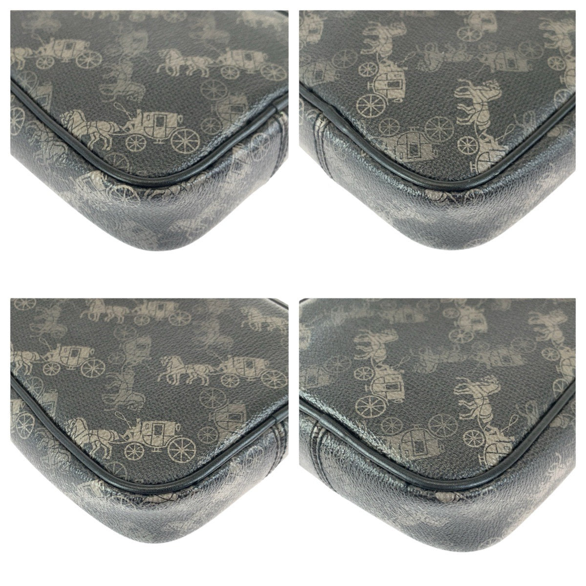 24562
COACH コーチ ホースアンドキャリッジ ブラック グレー ゴールド金具 PVC / レザー A2039-91108 ショルダーバッグ ポシェット レディース ABP12