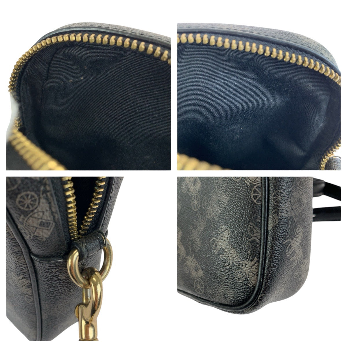 24562
COACH コーチ ホースアンドキャリッジ ブラック グレー ゴールド金具 PVC / レザー A2039-91108 ショルダーバッグ ポシェット レディース ABP12