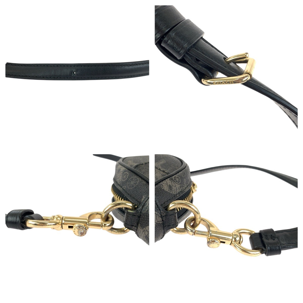 24562
COACH コーチ ホースアンドキャリッジ ブラック グレー ゴールド金具 PVC / レザー A2039-91108 ショルダーバッグ ポシェット レディース ABP12