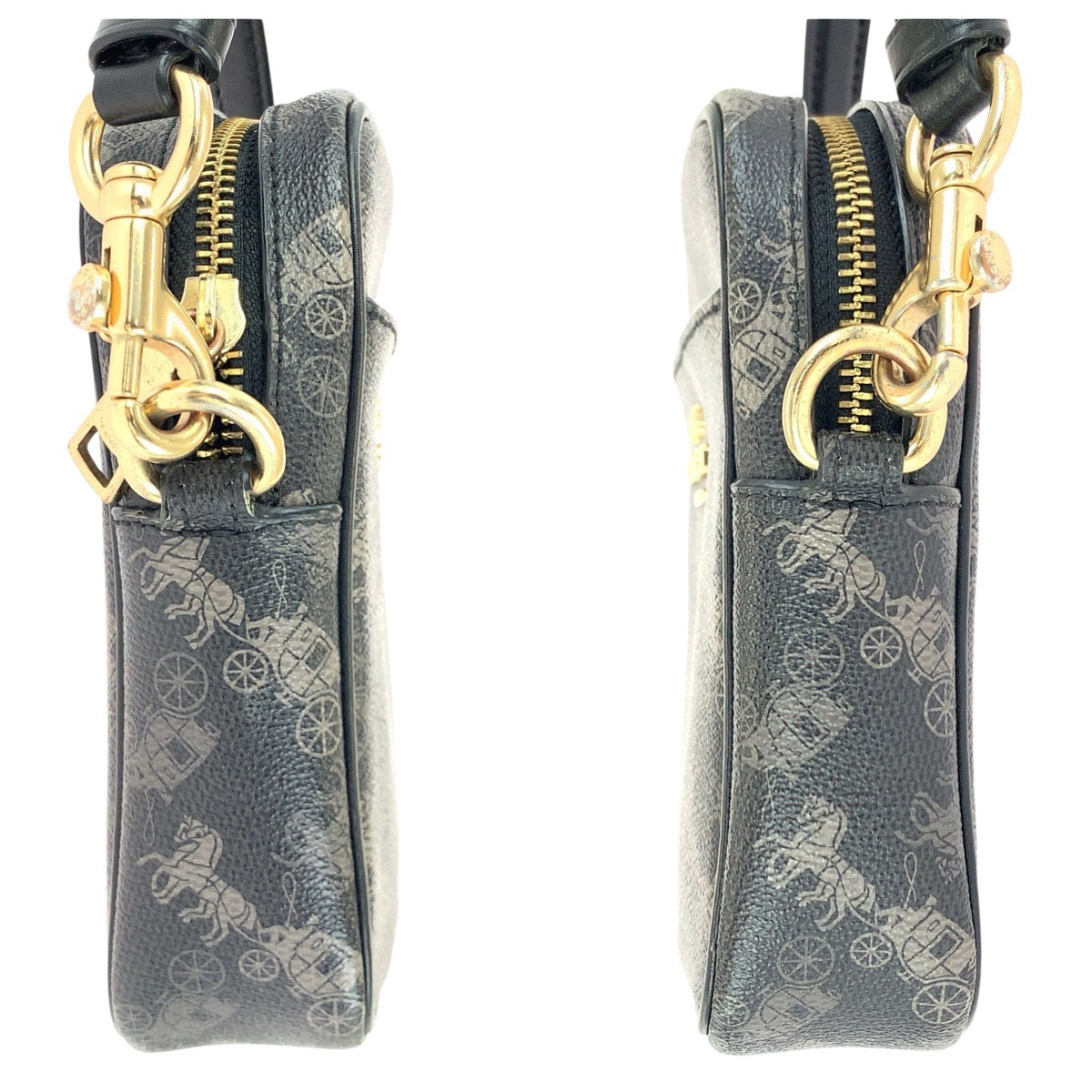 24562
COACH コーチ ホースアンドキャリッジ ブラック グレー ゴールド金具 PVC / レザー A2039-91108 ショルダーバッグ ポシェット レディース ABP12