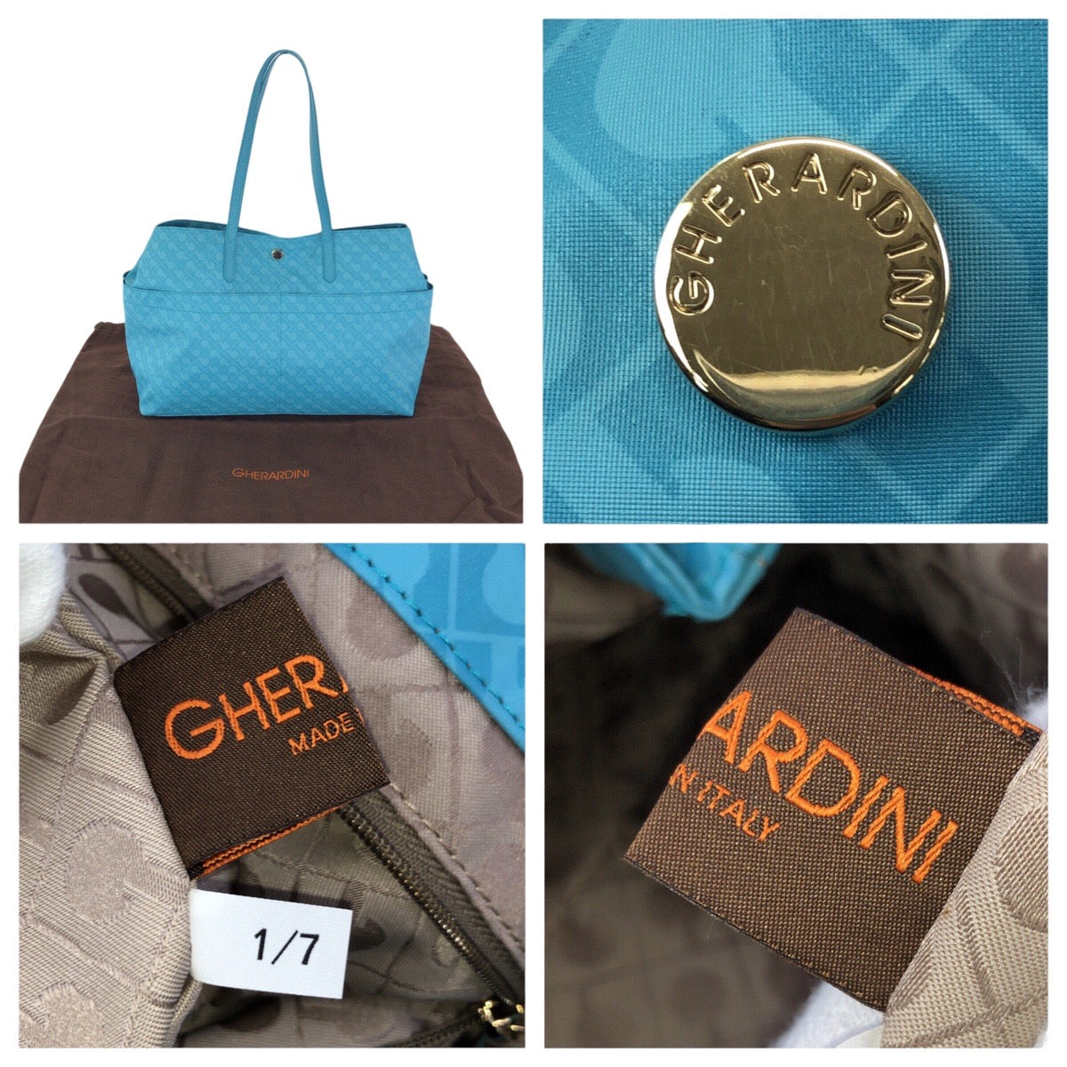 24563
GHERARDINI ゲラルディーニ ソフティ ライトブルー ゴールド金具 ポリエステル / レザー ショルダーバッグ トートバッグ レディース SA16