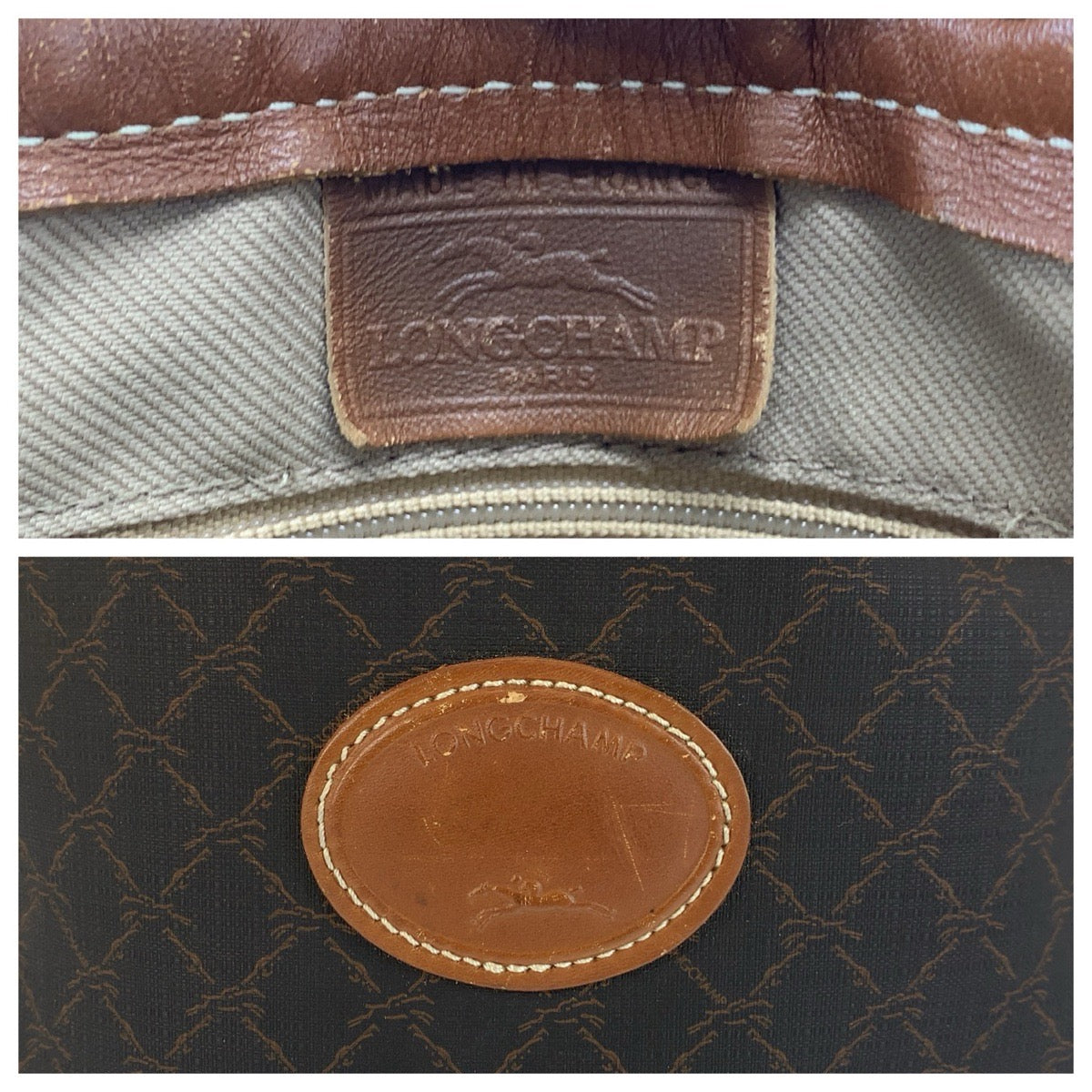 24564
Longchamp ロンシャン ヴィンテージ ブラウン PVC / レザー ショルダーバッグ レディース B4