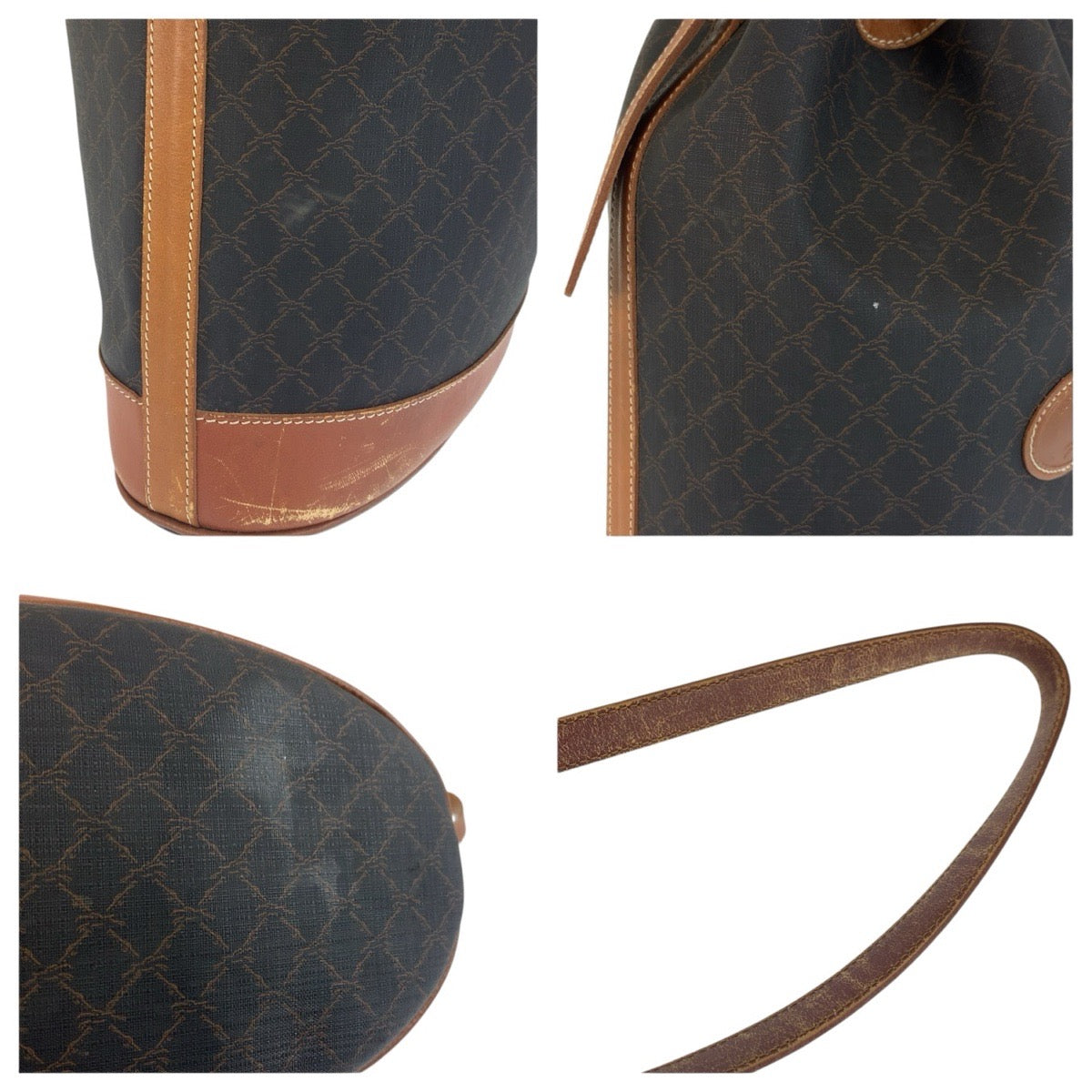 24564
Longchamp ロンシャン ヴィンテージ ブラウン PVC / レザー ショルダーバッグ レディース B4
