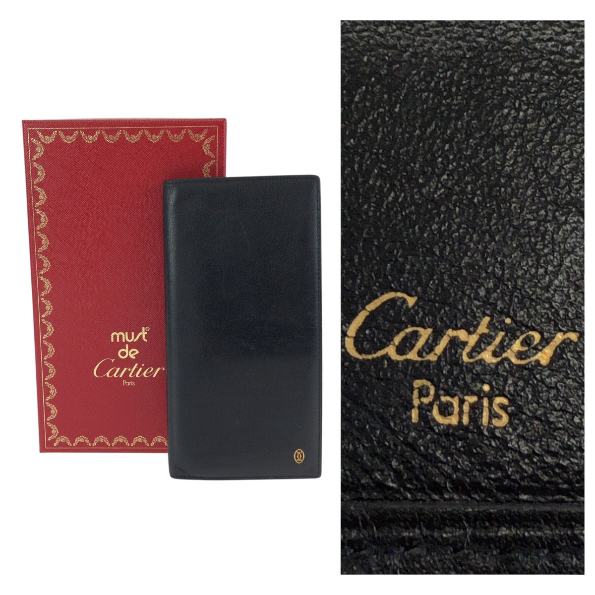 24566
CARTIER カルティエ パシャ ドゥ カルティエ ブラック 黒 ゴールド金具 レザー 長財布 ロングウォレット メンズ AB7
