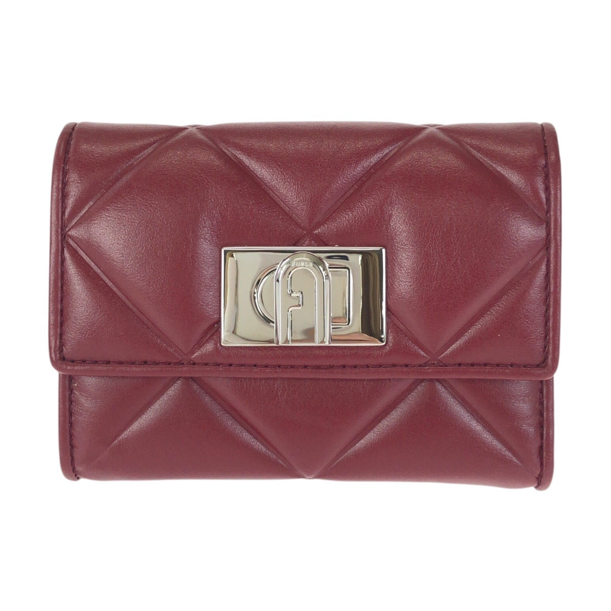 24568
Furla フルラ 1927 M ツイストクロージャー ワインレッド ボルドー シルバー金具 レザー PCW4ACO BX0183 折財布 コンパクトウォレット レディース A7