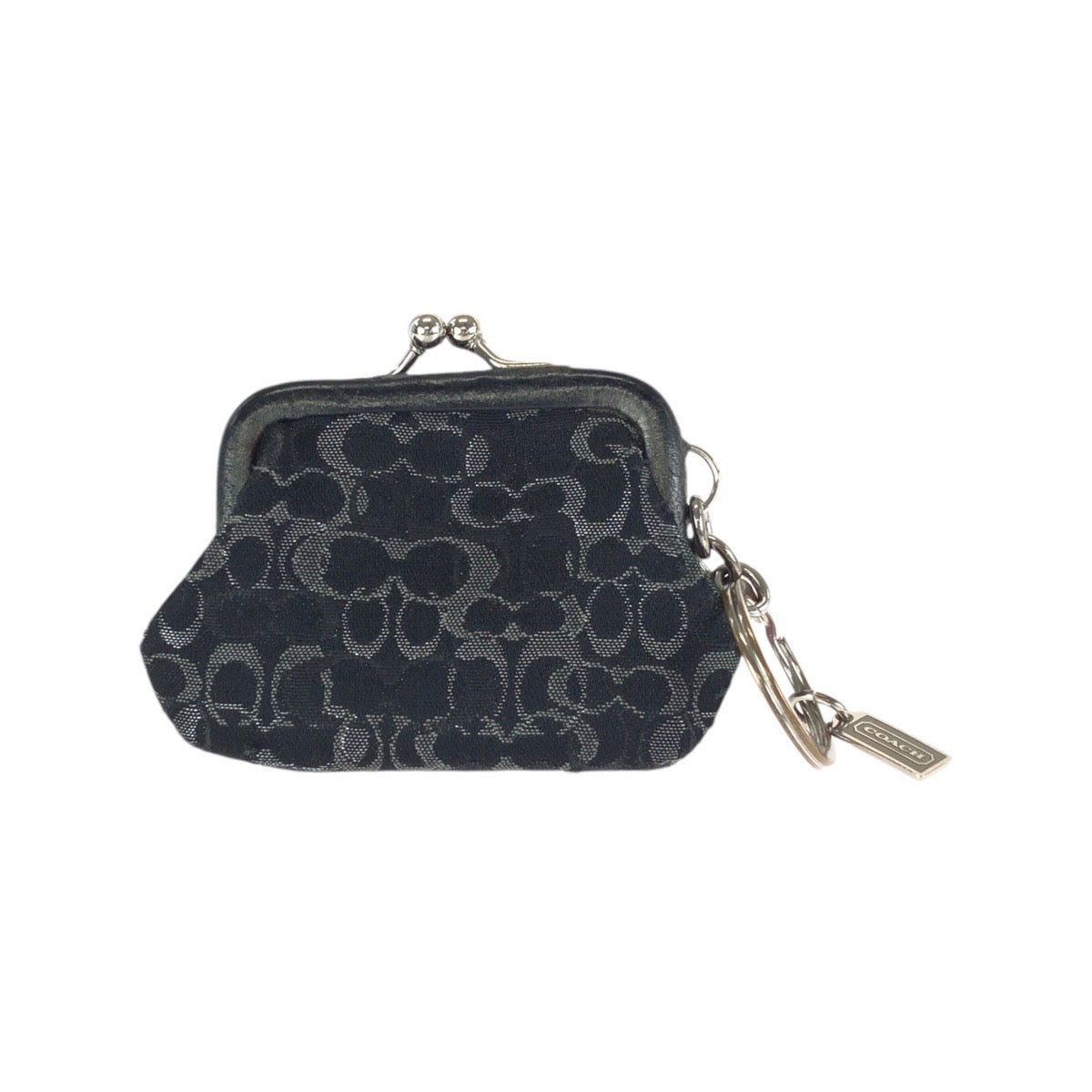 24575
COACH コーチ シグネチャー ブラック 黒 シルバー金具 キャンバス / レザー コインケース 小銭入れ 男女兼用 レディース B2