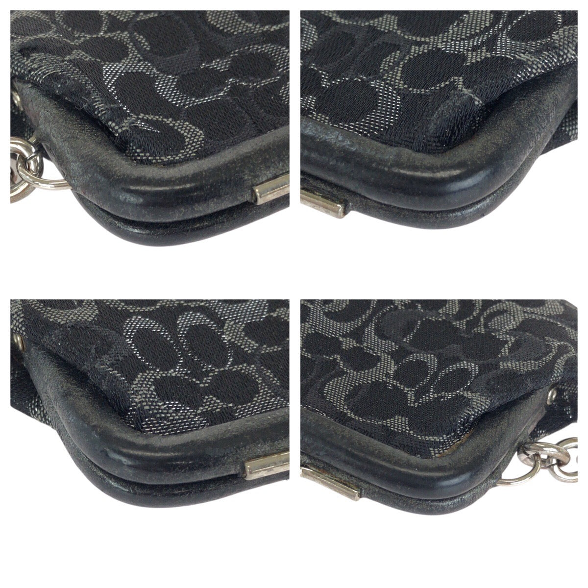 24575
COACH コーチ シグネチャー ブラック 黒 シルバー金具 キャンバス / レザー コインケース 小銭入れ 男女兼用 レディース B2
