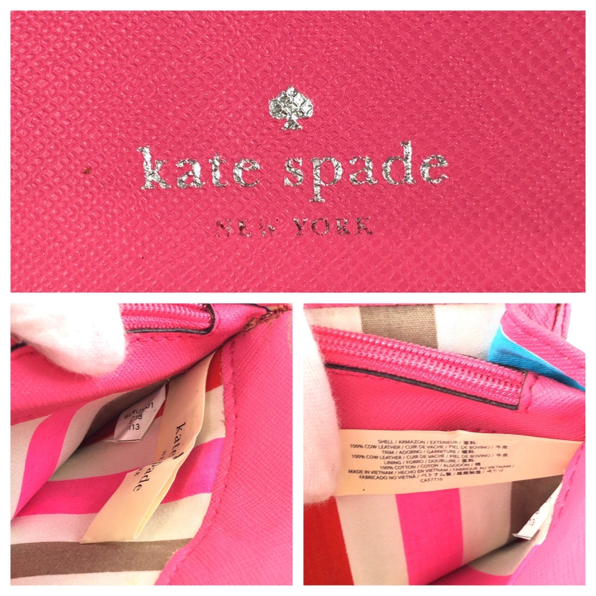 24577
Kate Spade ケイトスペード ピンク ゴールド金具 レザー WLRU1501 長財布 ロングウォレット レディース AB2