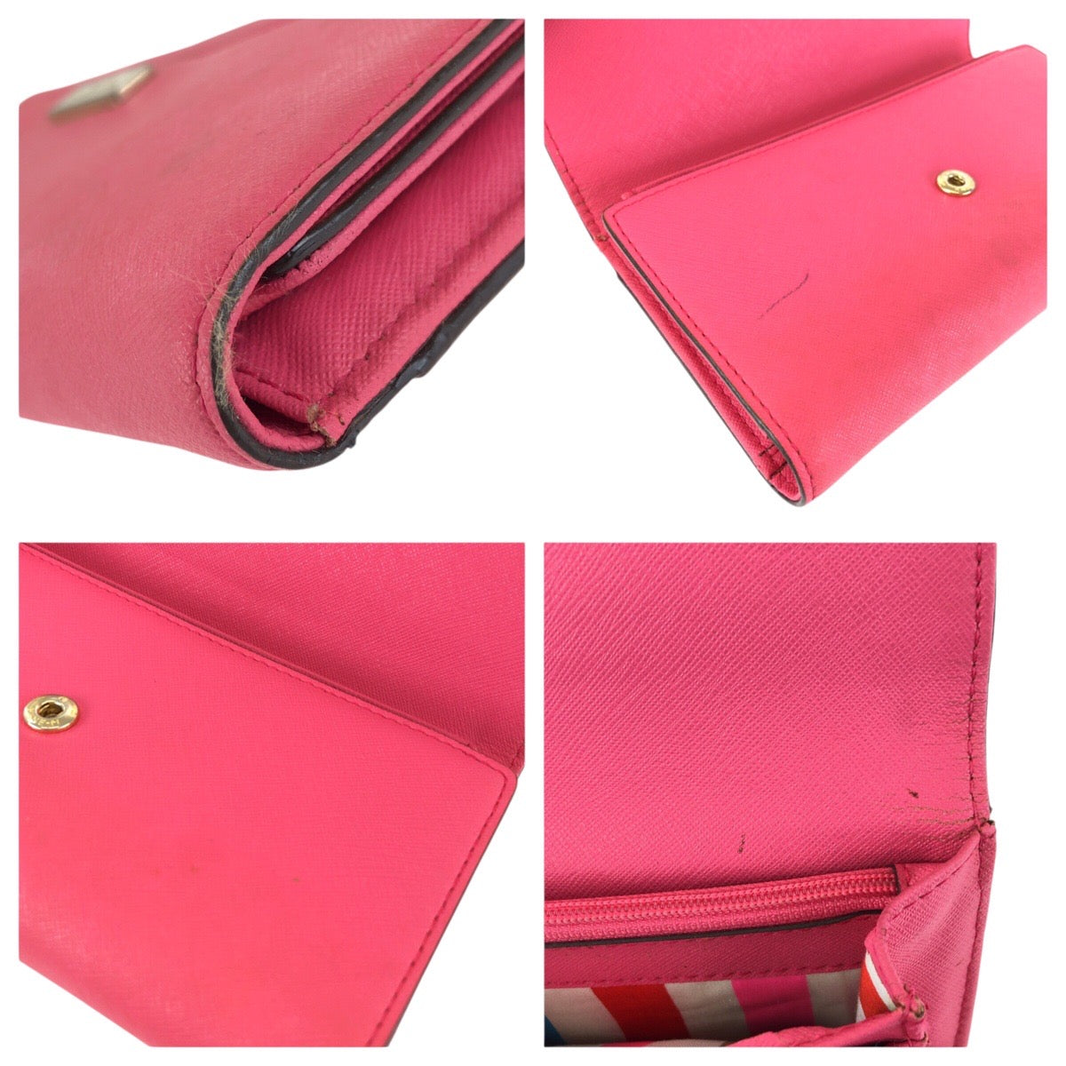 24577
Kate Spade ケイトスペード ピンク ゴールド金具 レザー WLRU1501 長財布 ロングウォレット レディース AB2