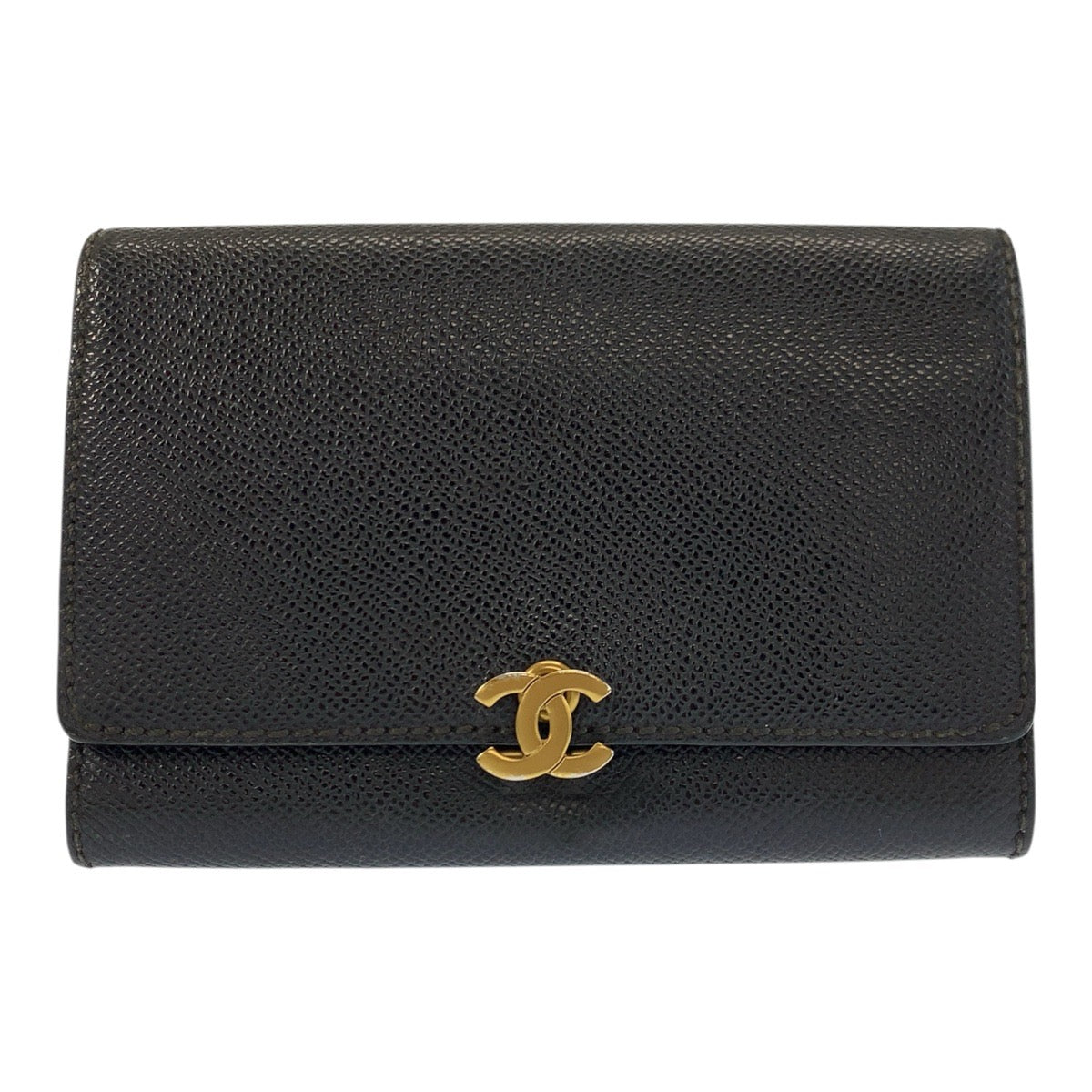 24579
CHANEL シャネル ココマーク ブラック 黒 ゴールド金具 レザー 折財布 コンパクトウォレット レディース ABP35