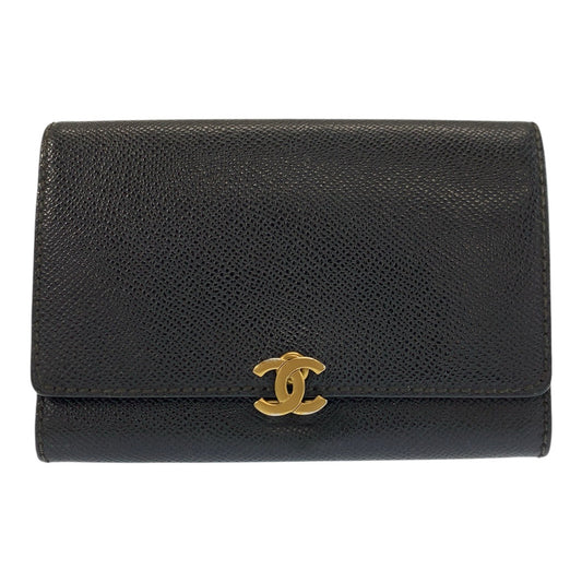 24579
CHANEL シャネル ココマーク ブラック 黒 ゴールド金具 レザー 折財布 コンパクトウォレット レディース ABP35