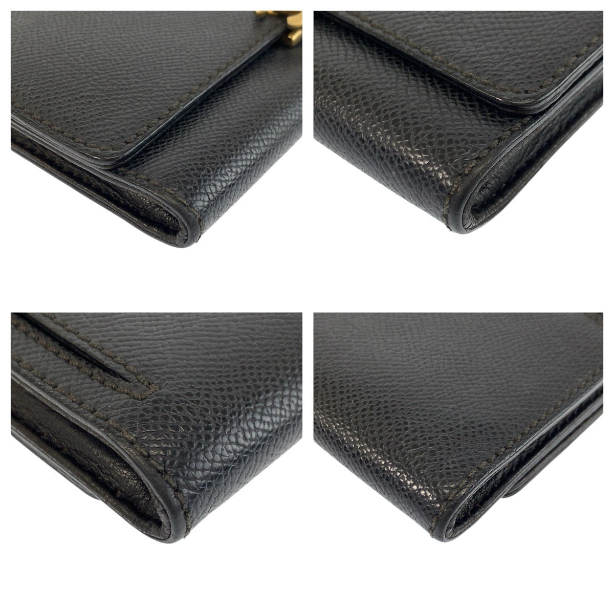 24579
CHANEL シャネル ココマーク ブラック 黒 ゴールド金具 レザー 折財布 コンパクトウォレット レディース ABP35