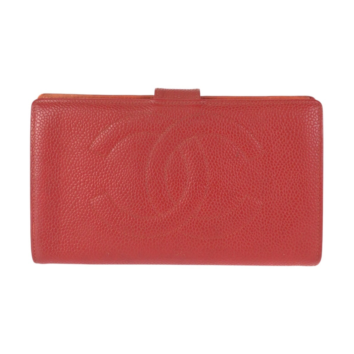 24580
CHANEL シャネル ヴィンテージ ココマーク レッド ゴールド金具 キャビアスキン 長財布 ロングウォレット レディース ABP37