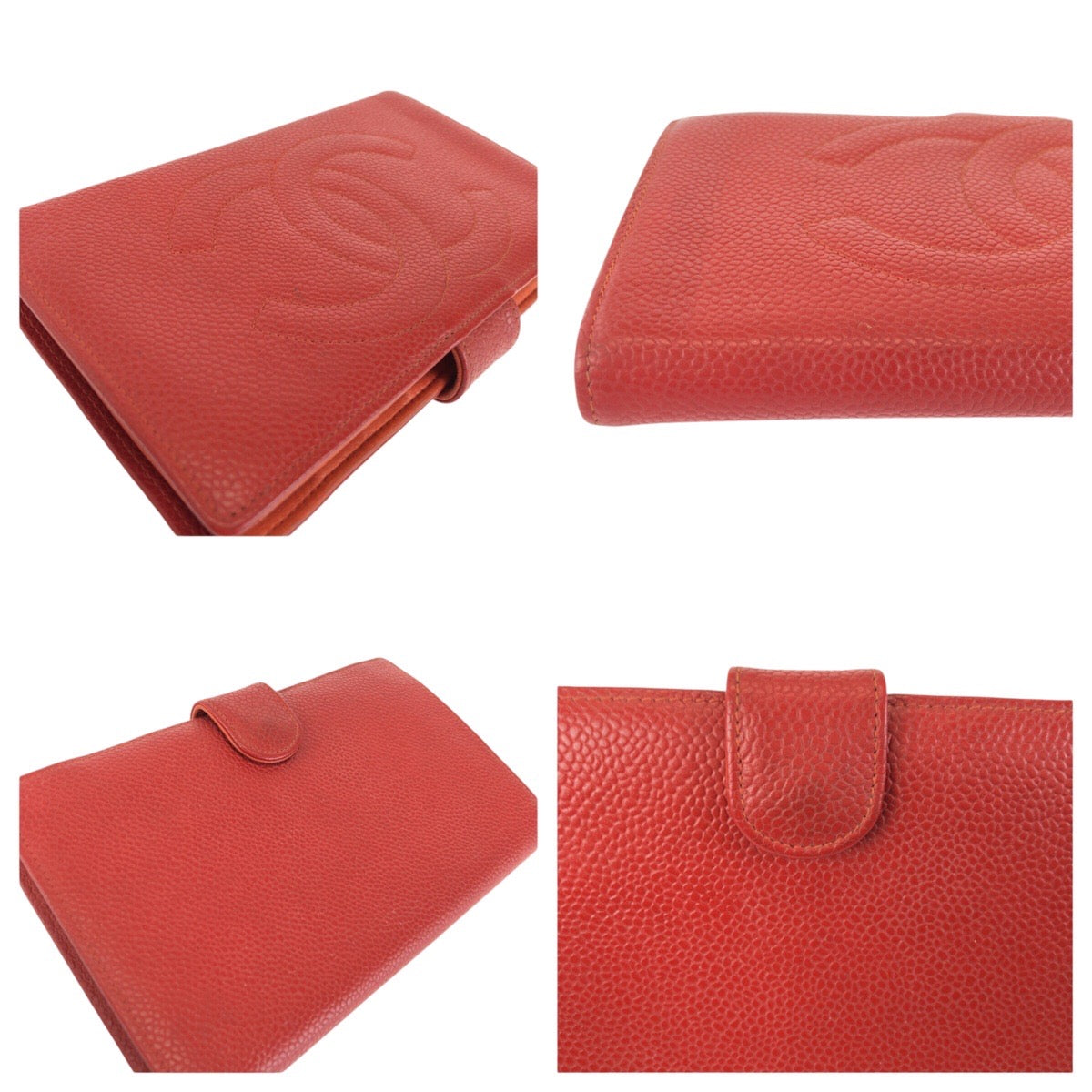 24580
CHANEL シャネル ヴィンテージ ココマーク レッド ゴールド金具 キャビアスキン 長財布 ロングウォレット レディース ABP37